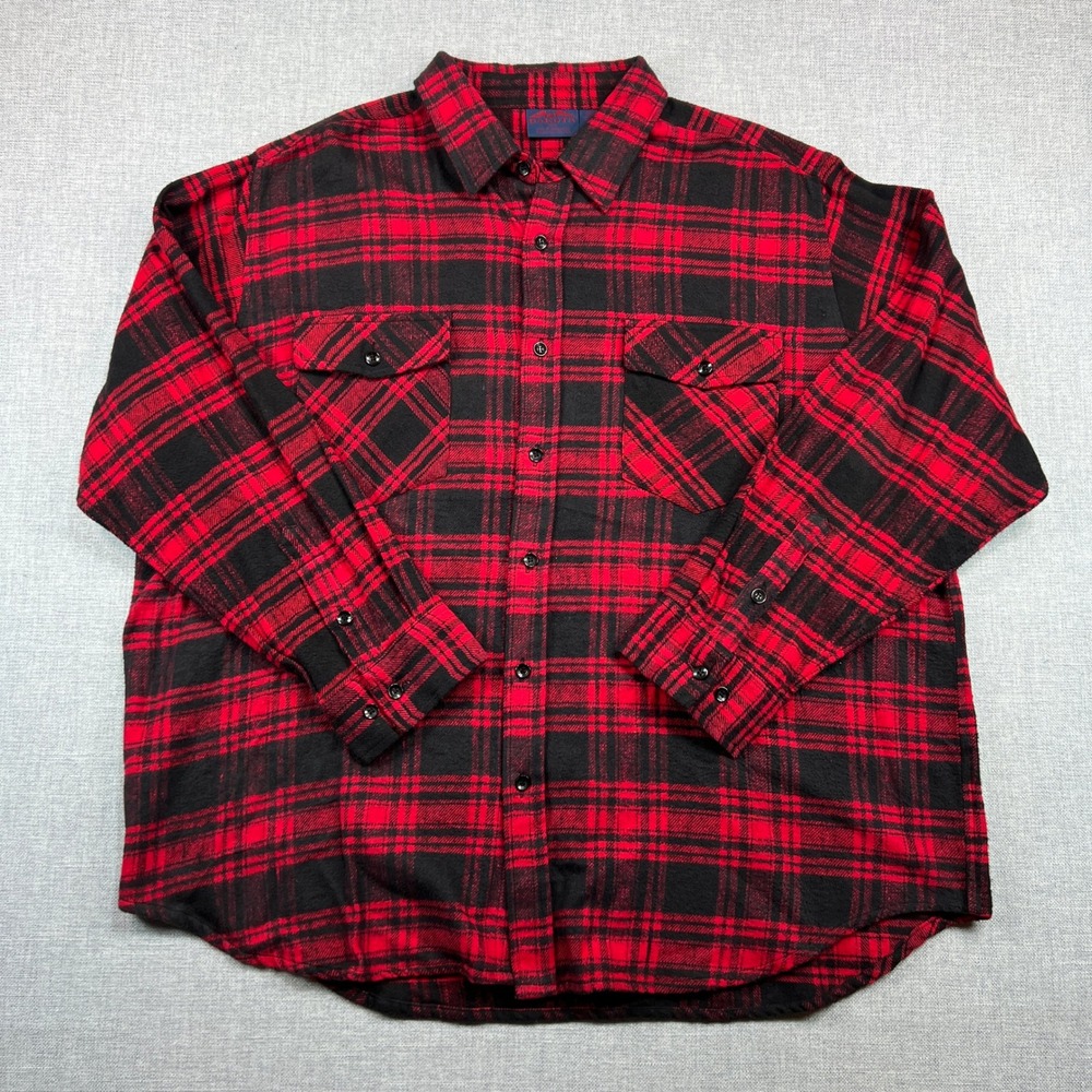 Dakota Heavyweight Flannel Shirt Men XXL Black Red Plaid Lumberjack Brawny